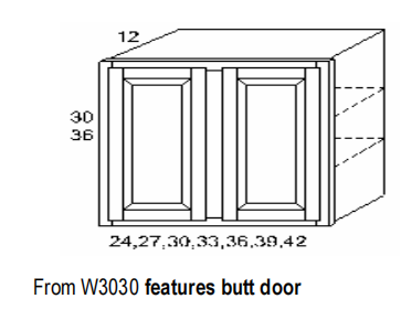 2 Butt Door with 2 Adj. Shelves High Wall Cabinets